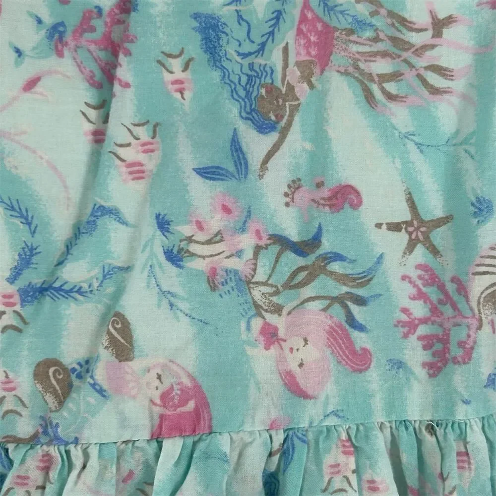 Isaac Mizrahi Girls' Mermaid Print Full Dress Lined Size 7 Summer Casual